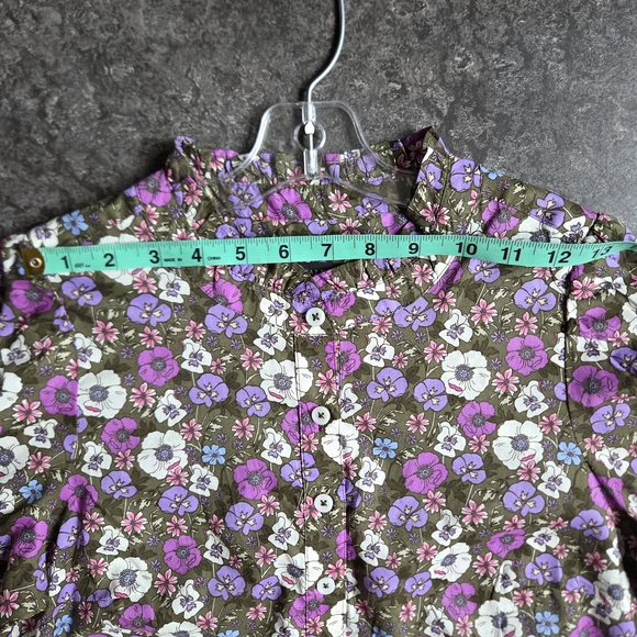 Talbots EUC Ruffle Neck Top Poppy Ditsy Puff Sleeve Floral XS - Picture 13 of 15